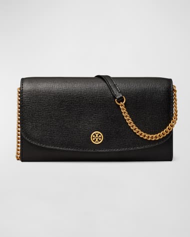 Tory Burch Robinson Flap Leather Wallet with Chain Strap