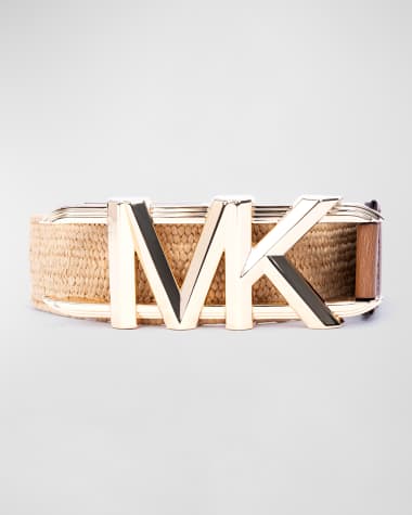 Michael Kors Stretch Straw Belt With MK Logo Buckle