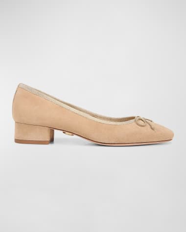 Veronica Beard Cecelia Suede Block-Heel Ballerina Pumps
