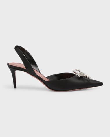 Amina Muaddi Rosie Slingback Satin Pumps