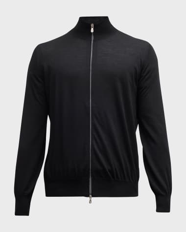 Brunello Cucinelli Men's Wool-Cashmere Full-Zip Sweater