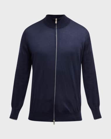 Brunello Cucinelli Men's Wool-Cashmere Full-Zip Sweater