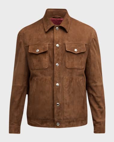 Brunello Cucinelli Men's Classic Suede Trucker Jacket