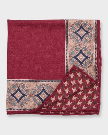 Brunello Cucinelli Men's Reversible Silk Pocket Square