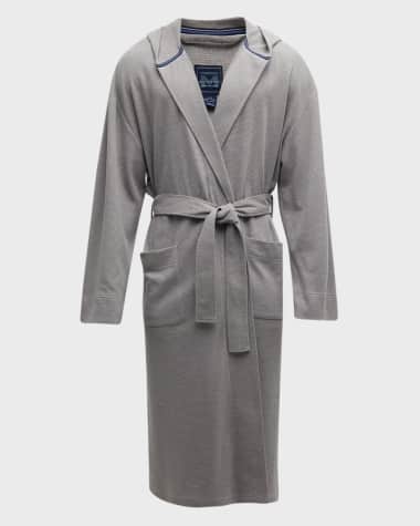 Majestic International Men's Micro-Grid Hooded Robe