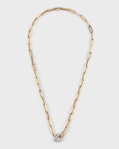 Zoe Lev Jewelry 14k Gold Paper Clip Chain with Diamond Toggle Necklace