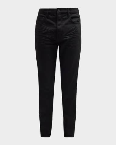 PURPLE Men's P005 Black Raw Slim-Fit Jeans
