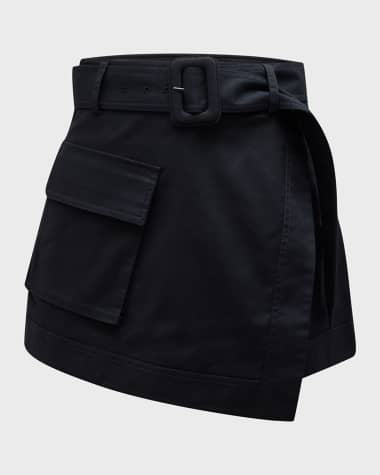 SIMKHAI Lizette Belted Stretch Cotton Utility Skorts