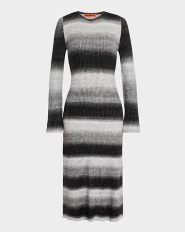 SIMONMILLER Axon Stripe Long-Sleeve Midi Sweater Dress