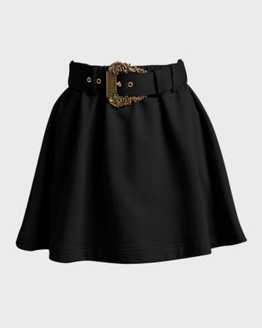 Versace Jeans Couture Knit Belted A-Line Mini Skirt