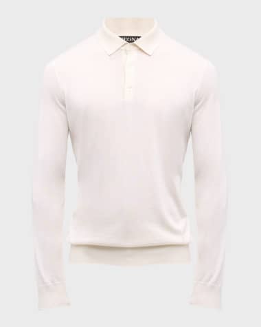 ZEGNA Men's Cashmere-Silk Polo Sweater