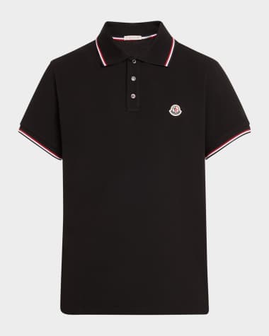 Moncler Men's Classic Flag-Trim Polo Shirt