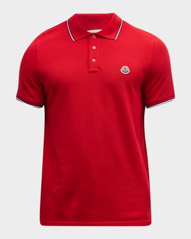 Moncler Men's Classic Flag-Trim Polo Shirt