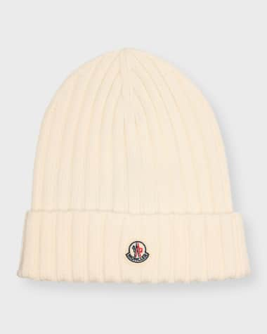 Moncler Ribbed Wool Beanie with Logo Patch