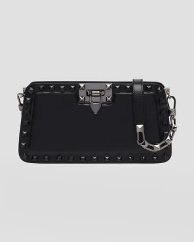 Valentino Garavani Rockstud Clutch Bag in Black Leather Gold Studs Eve –  AvaMaria