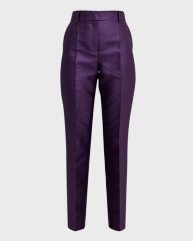 Alberta Ferretti Straight-Leg Ankle Mikado Trousers