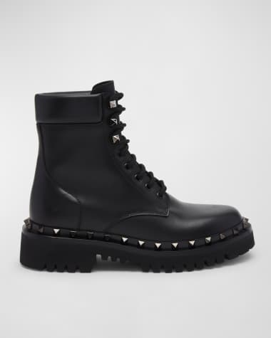 Valentino Garavani Rockstud Leather Combat Boots
