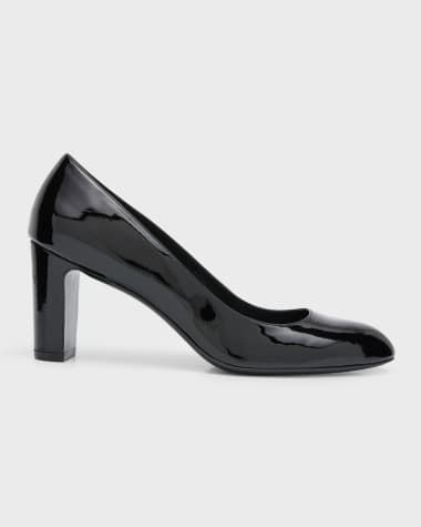 Stuart Weitzman Vida Patent Block-Heel Pumps