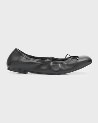 Stuart Weitzman Bardot Lambskin Bow Ballerina Flats