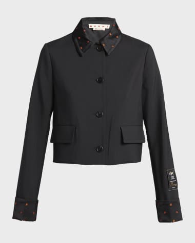 Marni Wool Short Jacket with Patterned Trim