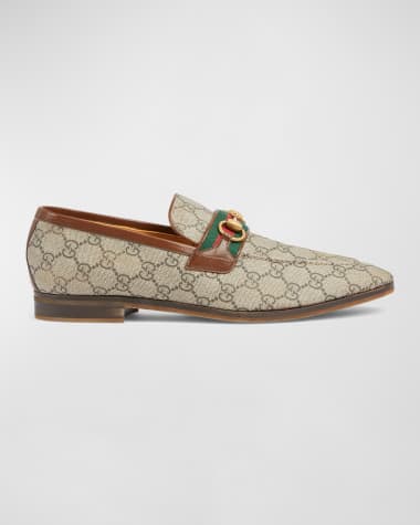 Gucci Men's Paride GG Supreme Canvas Web Bit Loafers