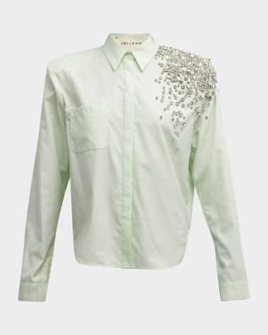 Hellessy Alfred Crystal-Embroidered Button-Front Shirt