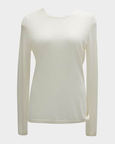 Neiman Marcus Cashmere Collection Cashmere Superfine Crewneck Top