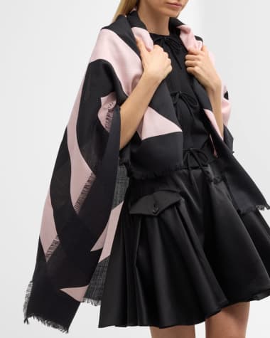 Valentino Garavani Chevron Wool-Silk Square Scarf