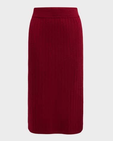 ELEVEN SIX Pia Ribbed Straight Midi Skirt