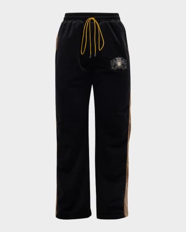 Rhude Men's Velvet Crest Side-Stripe Track Pants