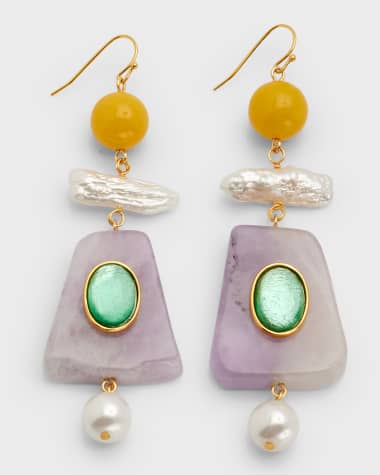 Ben-Amun Multi-Stone and Freshwater Pearl Drop Earrings