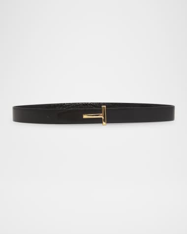 TOM FORD Reversible T-Logo Leather Belt