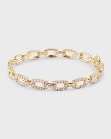 Siena Jewelry 14K Yellow Gold Diamond Link Bangle Bracelet, 16cm
