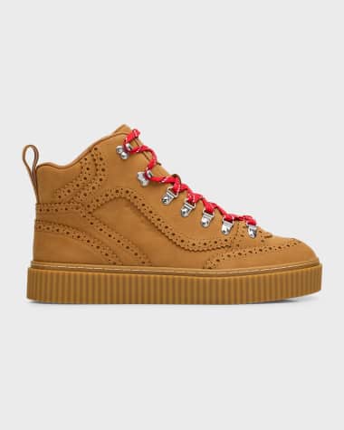 Palm Angels Men's Brogue Leather Hiking Boots
