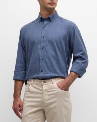 Louis Vuitton Men's XL Blue Denim Gaston V Button Down Shirt