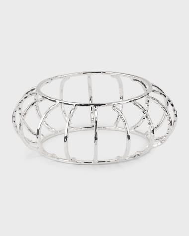 NEST Jewelry Hammered Silver-Plated Cage Cuff Bracelet
