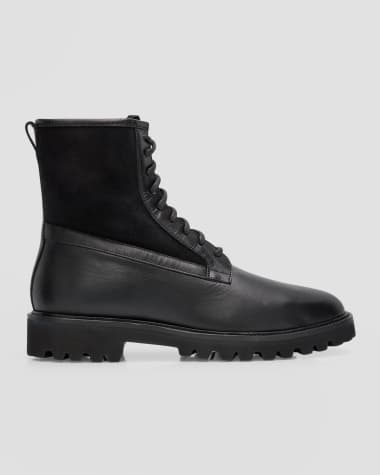 Aquatalia Men's Gitano Weatherproof Leather and Suede Lace-Up Boots