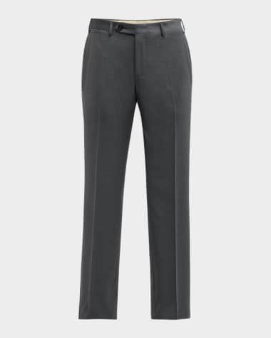 Canali Men's Melange Flat-Front Trousers