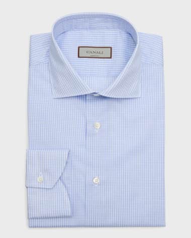 Canali Men's Micro-Check Cotton Dress Shirt