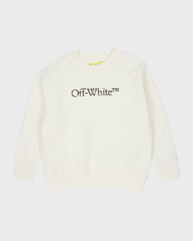 Off-White Boy's Bookish Blurred Logo-Print Crewneck, Size 4-12