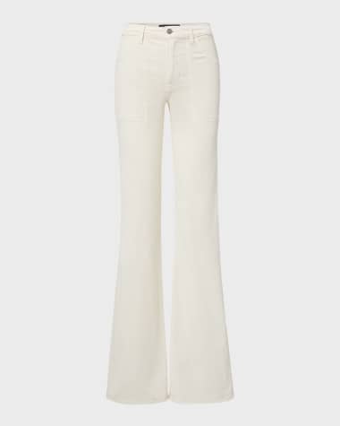 Veronica Beard Crosbie Wide-Leg Patch Pocket Corduroy Jeans