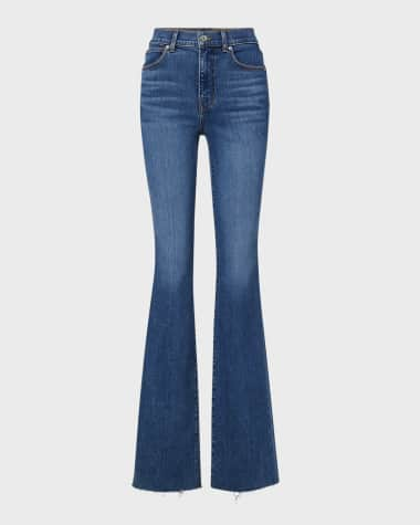 High * Cut Off Washed Grey Bootcut Jeans, High Waist Wide Legs Flare Denim  Pants, Women's Denim Jeans & Clothing