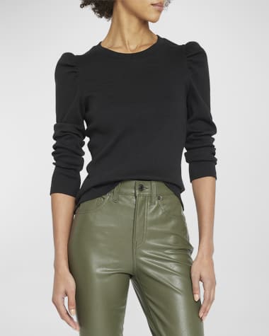 Veronica Beard Britney Puff-Sleeve Cotton Top