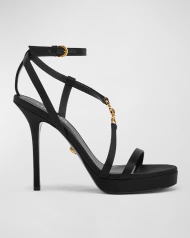 Versace Medusa Satin Strappy Platform Sandals