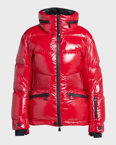 Shiny red moncler jacket discount