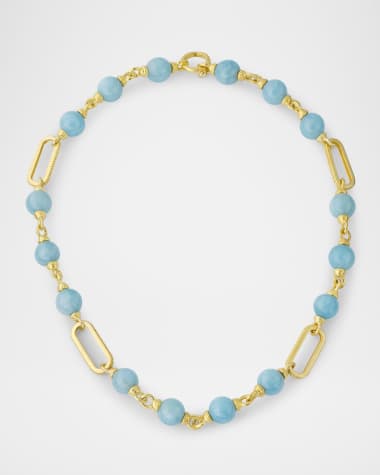 Tanya Farah 18K Yellow Gold Aquamarine Beaded Necklace, 17"L