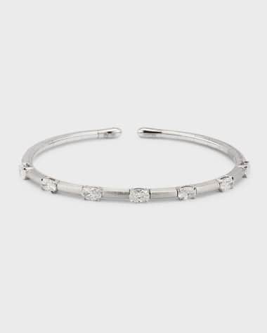 Etho Maria 18K White Gold Flex Bracelet with Diamonds Ovals