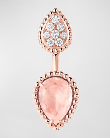 Boucheron Serpent Boheme 18K Rose Gold Pink Quartz & Diamond Single Earring