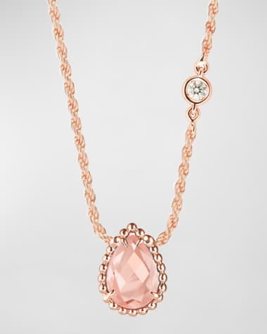 Boucheron Serpent Boheme 18K Rose Gold Pink Quartz XS Pendant Necklace