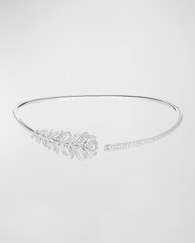 Boucheron Plume de Paon 18K White Gold Diamond Choker Necklace